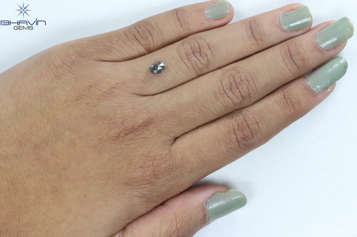 0.66 CT Natural Oval Diamond Salt And Pepper Color Clarity I3 (6.35 MM)