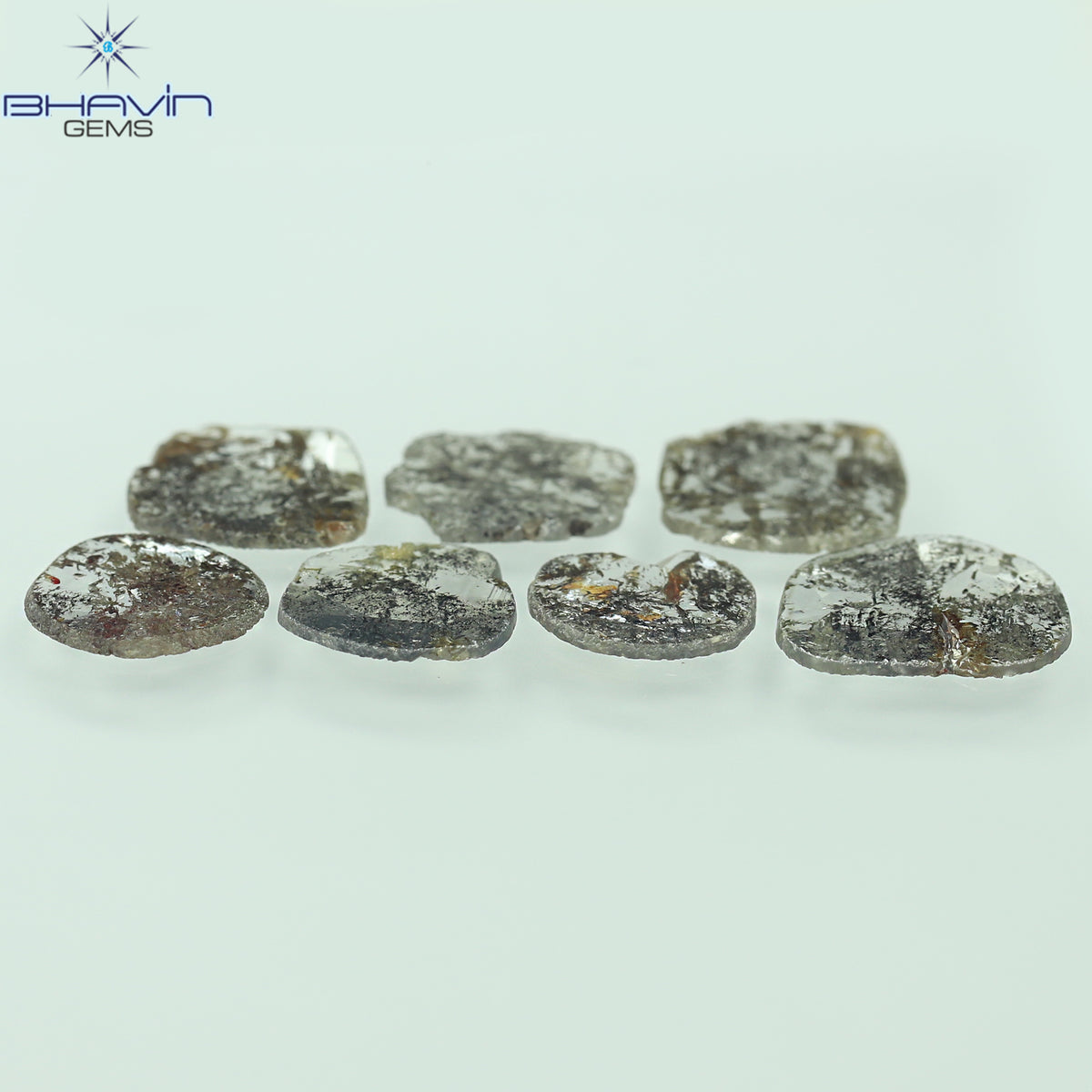 3.09 CT (7 Pcs) Slice Natural Diamond Salt And Pepper Color Clarity I3 (8.88 MM)