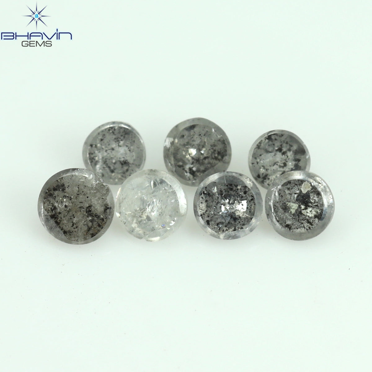 0.31 CT/7 Pcs Natural Uncut Diamond Salt And Pepper Color Clarity I3 (2.28 MM)