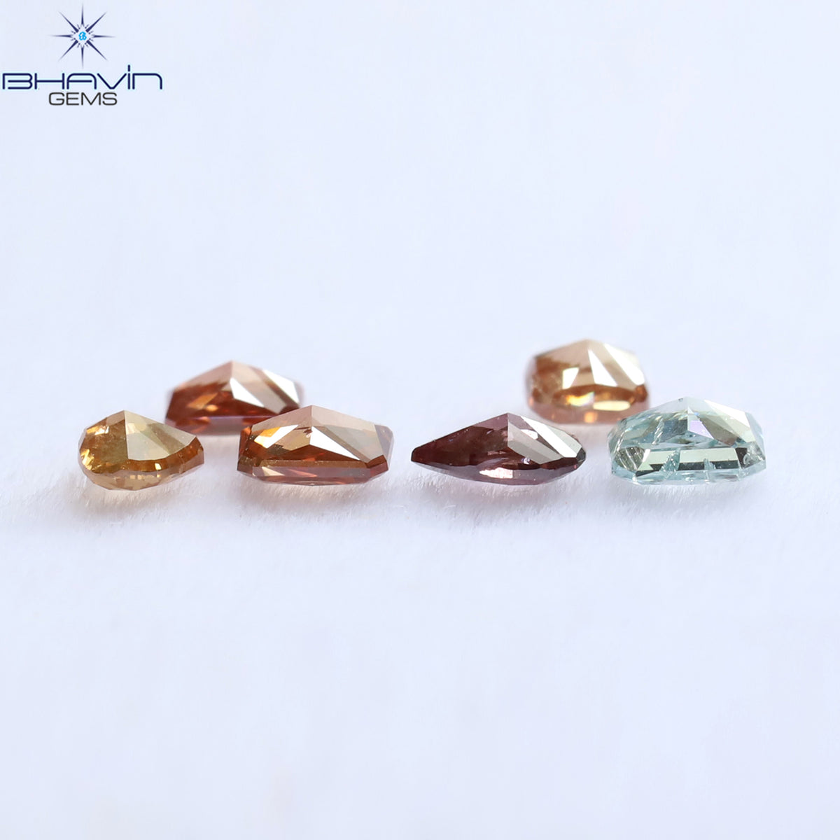 0.58 CT/6 ピース ミックス シェイプ ナチュラル ダイヤモンド ピンク カラー SI2 クラリティ (3.17 MM)