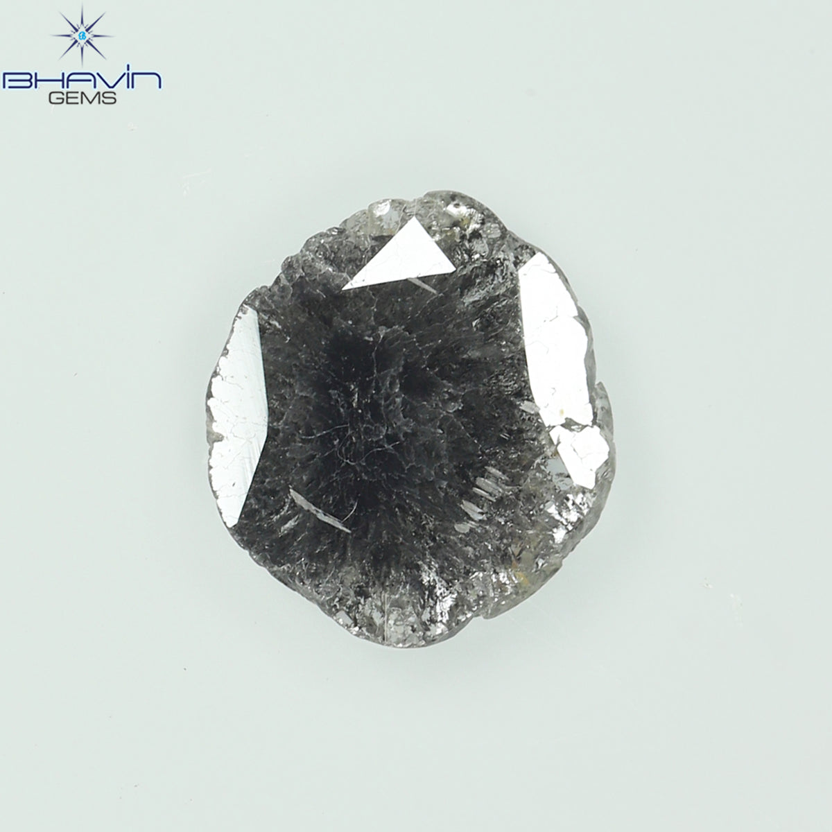 0.89 CT スライス シェイプ 天然ダイヤモンド ソルト アンド ペッパー カラー I3 クラリティ (9.81 MM)