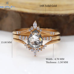 Pear Diamond Salt And Pepper Diamond Natural Diamond Ring Gold Ring Engagement Ring