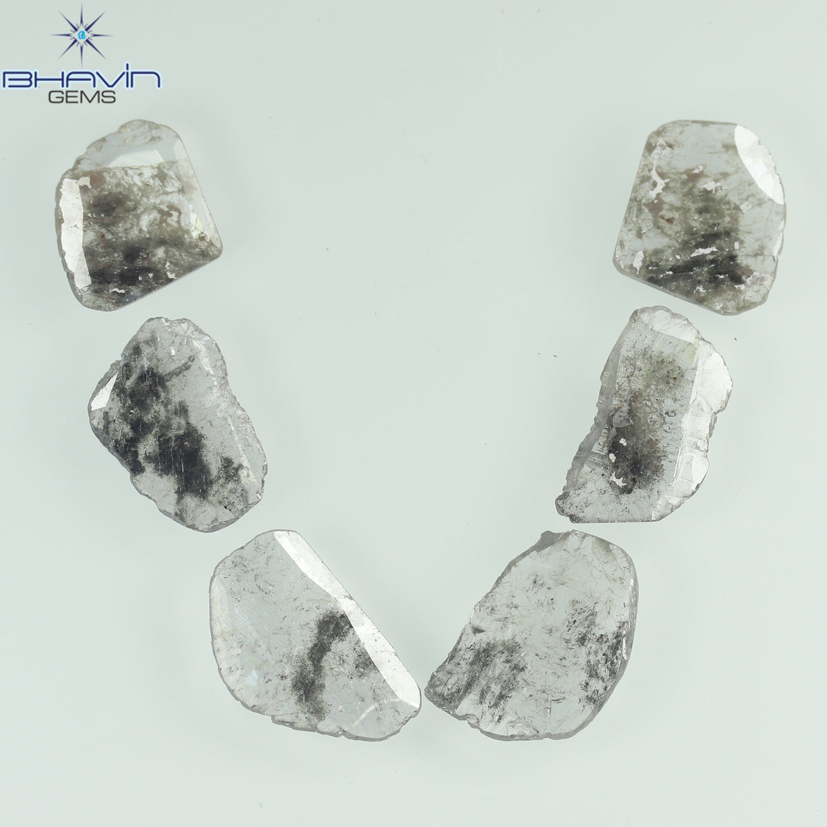 2.48 CT (6 Pcs) Slice Natural Diamond Salt And Pepper Color Clarity I3 (9.15 MM)