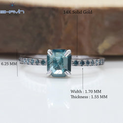 スクエア エメラルド ダイヤモンド ブルーカラー 天然ダイヤモンド リング 婚約指輪