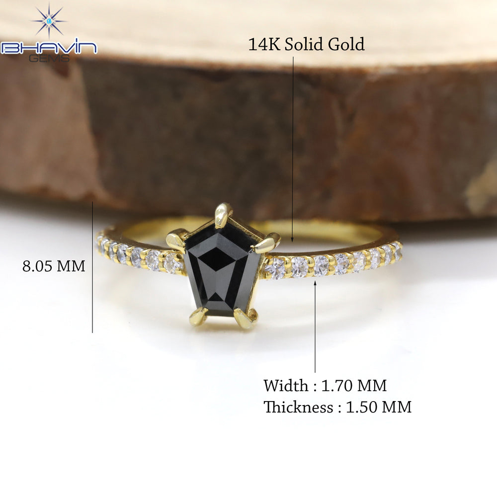 Coffin Diamond Black Diamond Natural Diamond Ring Gold Ring Engagement Ring