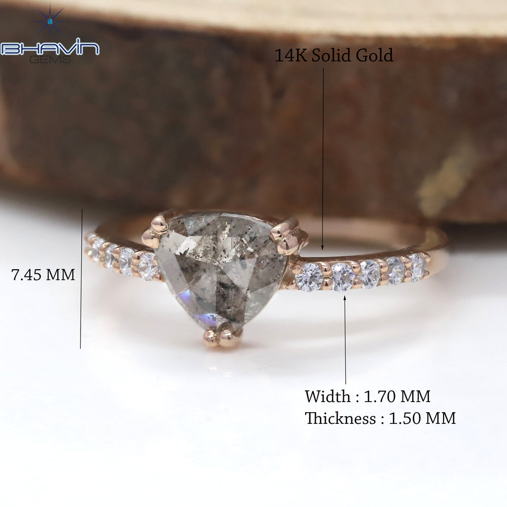 ハートダイヤ ソルト＆ペッパーダイヤ 天然ダイヤ 指輪 婚約指輪
