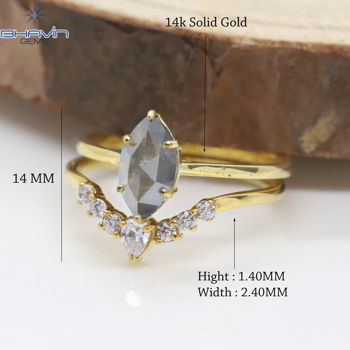 Gold Ring, Marquise Diamond, Salt And Pepper Diamond, Natural Diamond Ring, Engagement Ring, Wedding Ring, Diamond Ring