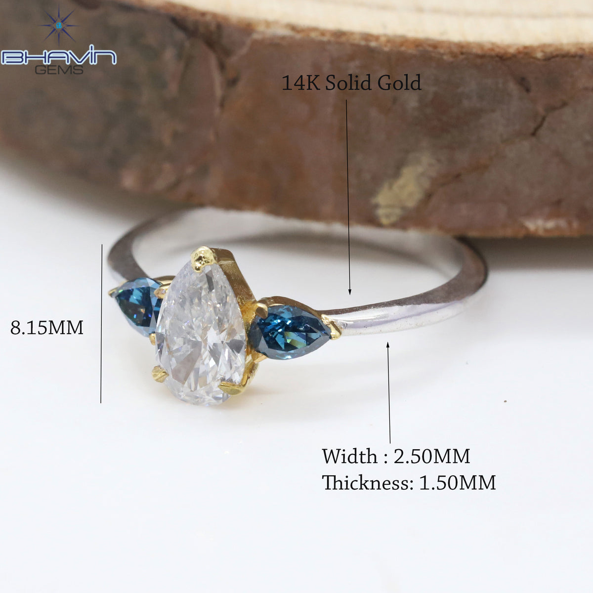 Pear Diamond, White (F) Diamond, Natural Diamond Ring, Engagement Ring, Wedding Ring, Diamond Ring