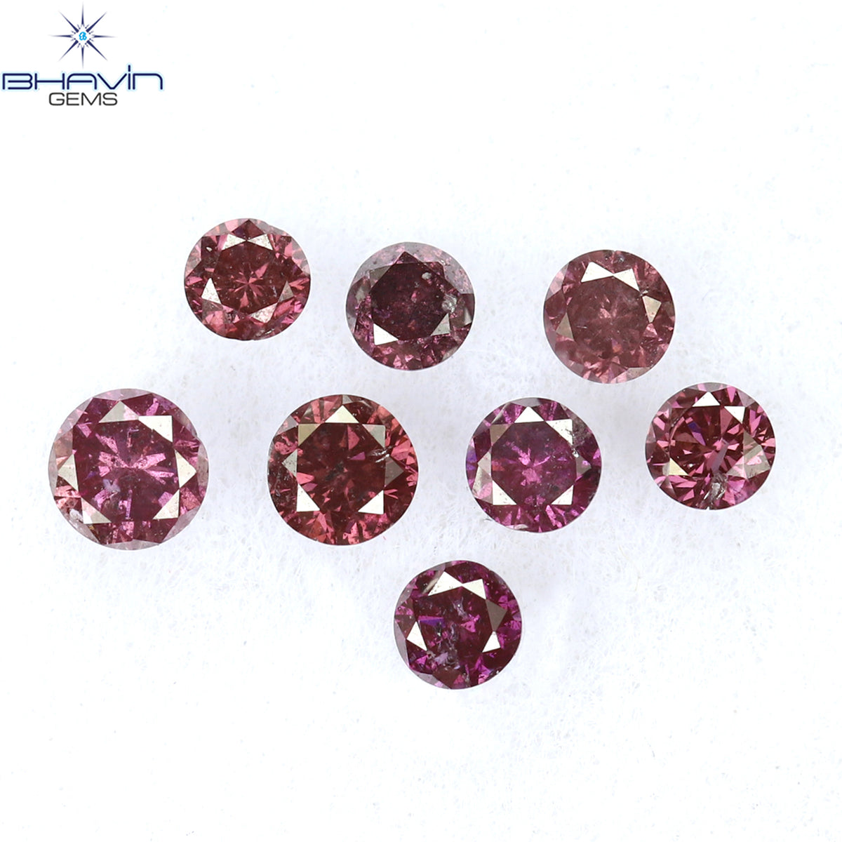 0.27 CT/8 Pcs Natural Round Diamond Enhanced Pink Color Clarity SI-I1 (2.35 MM)