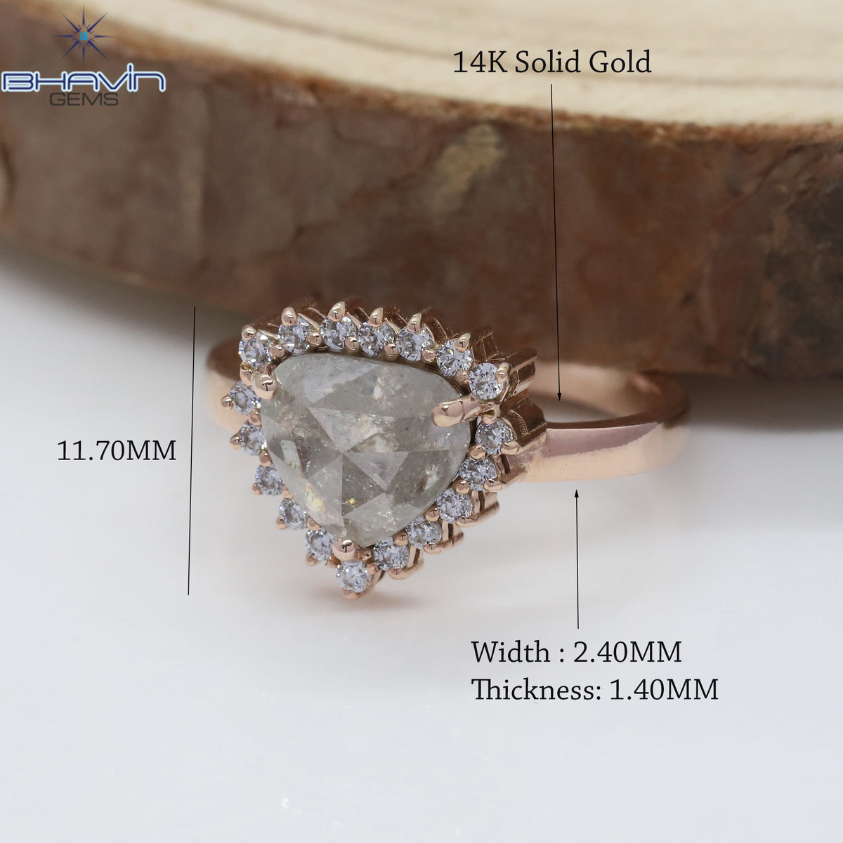 Gold Ring, Heart Diamond, Salt And Papper Diamond, Natural Diamond Ring, Engagement Ring, Wedding Ring, Diamond Ring