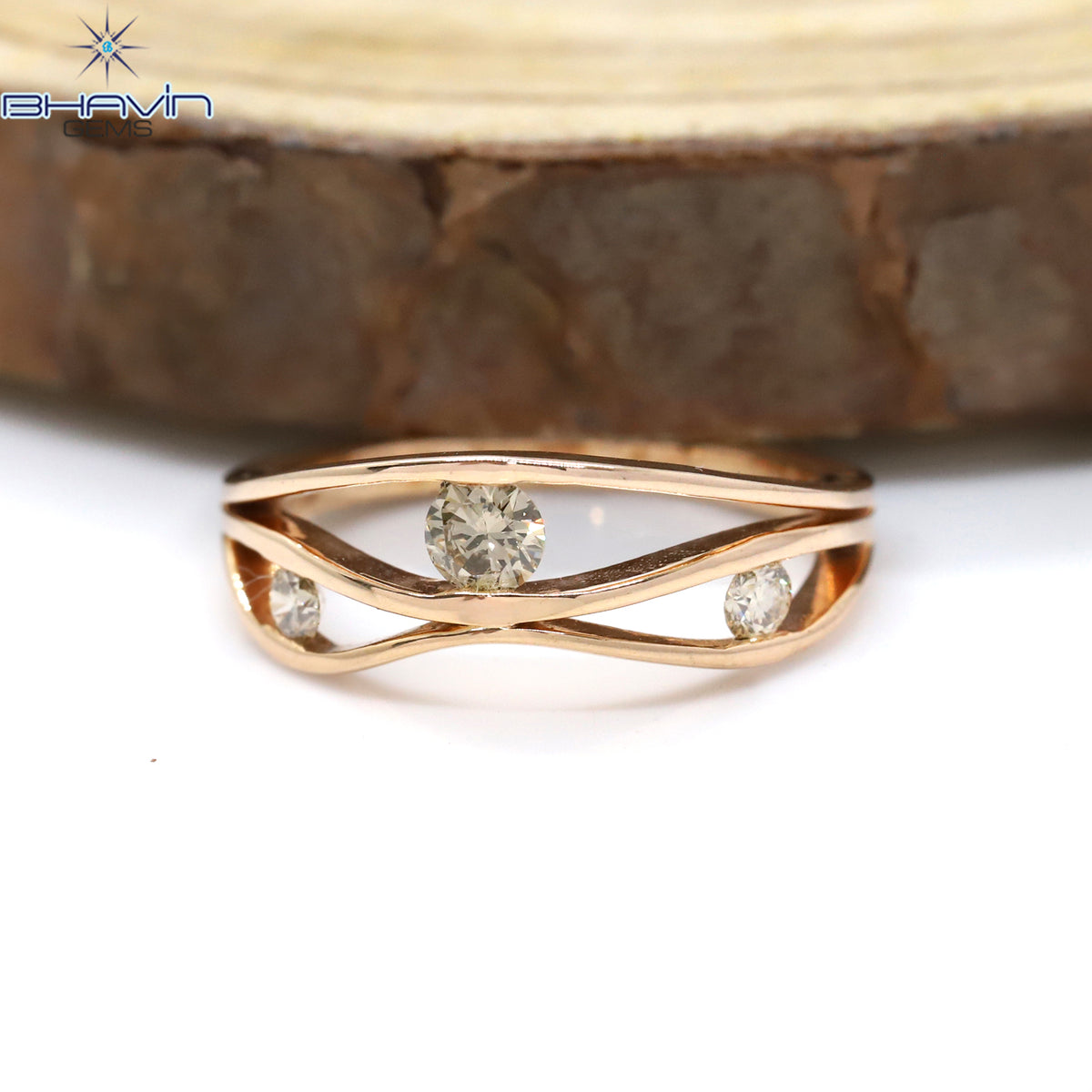 Trio Natural Diamond Criss-Cross Statement Ring