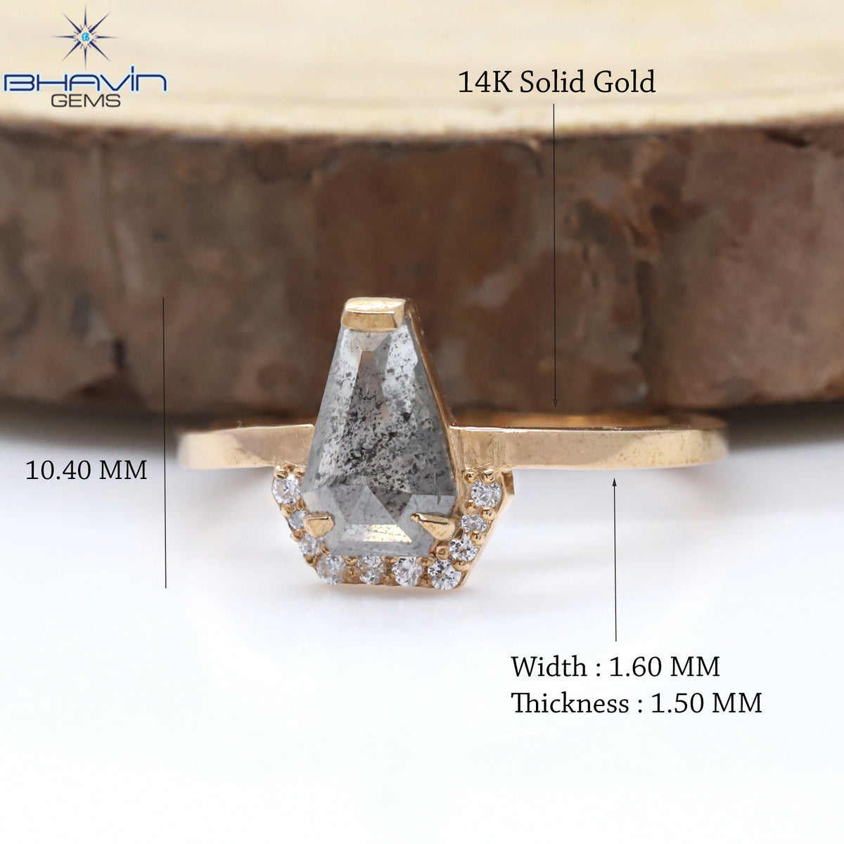 コフィン ダイヤモンド ソルト アンド ペッパー ダイヤモンド 天然ダイヤモンド リング ゴールド リング 婚約指輪