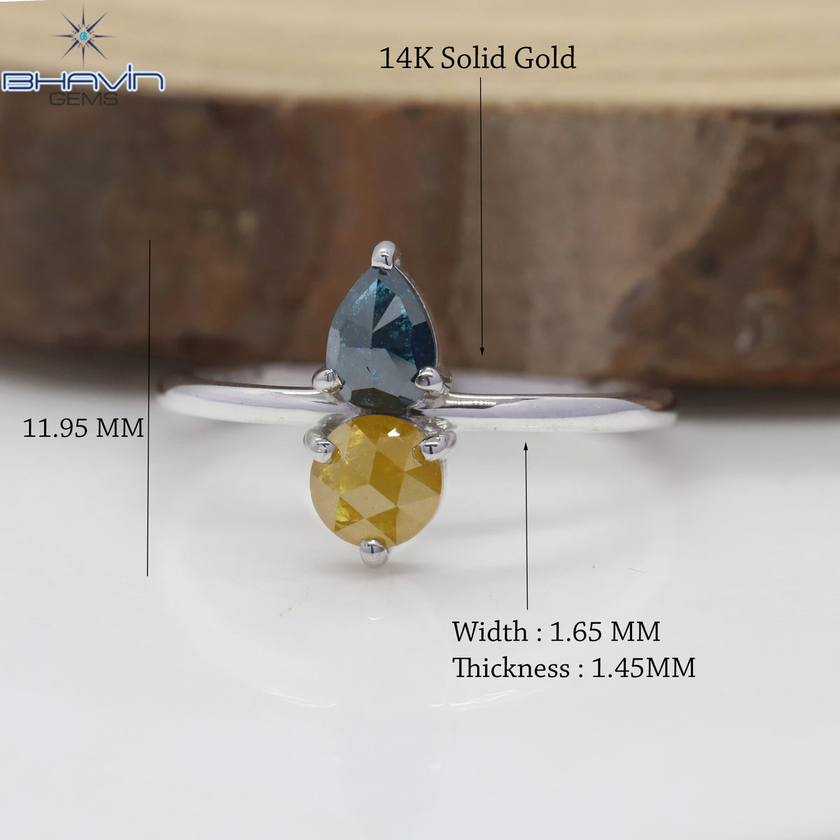 Round Rose Cut And Pear Diamond Natural Diamond Ring Gold Ring Engagement Ring