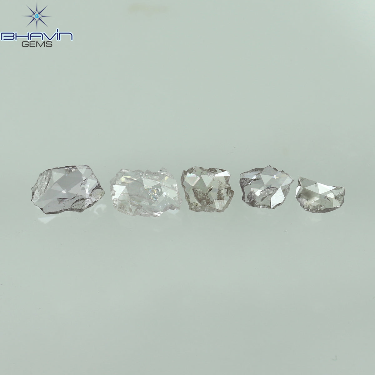 0.39 CT/5 ピース ローズカット ポルキ シェイプ ナチュラル ダイヤモンド ピンク カラー I2 クラリティ (4.84 MM)