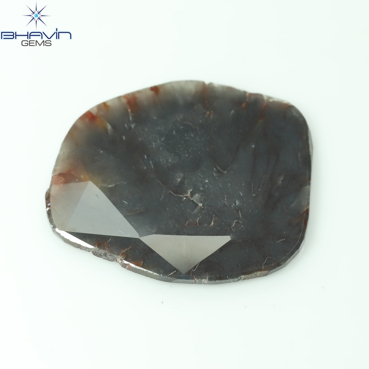 7.13 CT スライス形状 天然ダイヤモンド ブラウン グレー色 I3 クラリティ (22.00 MM)