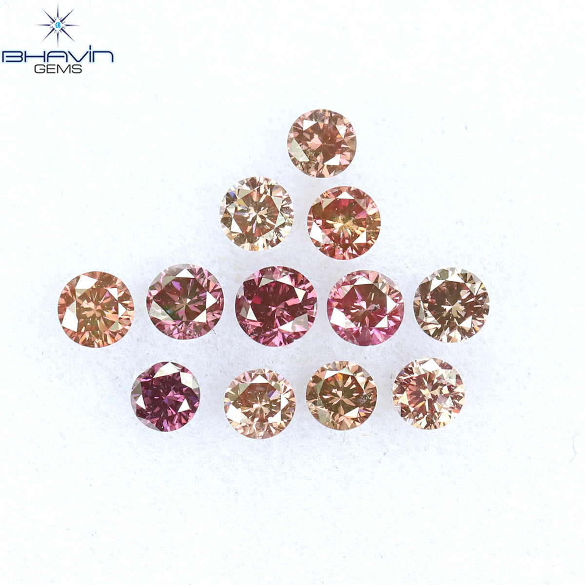 0.39 CT/12 ピース ラウンド シェイプ ナチュラル ルース ダイヤモンド ピンク カラー VS-SI クラリティ (2.25 MM)