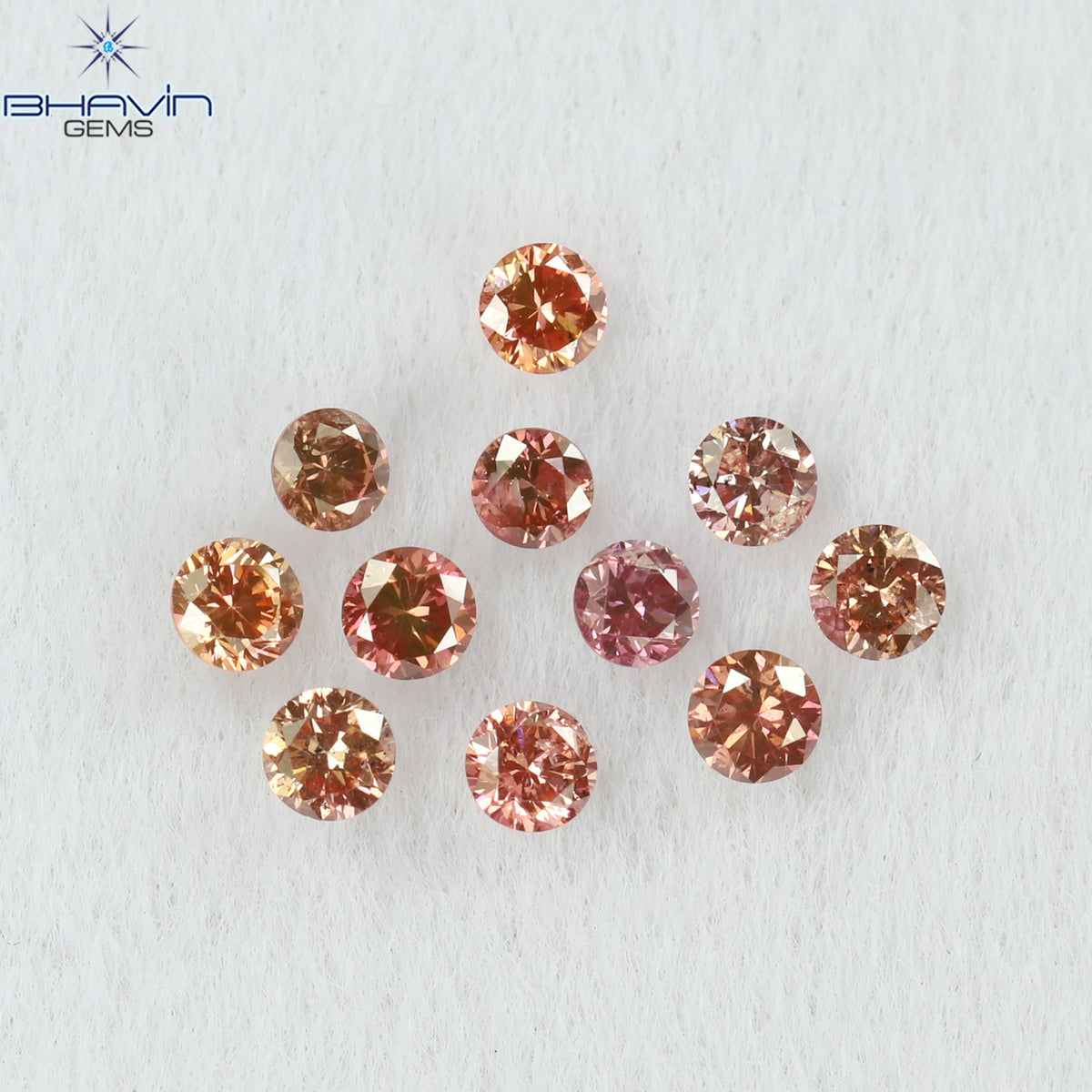 0.22 CT/11 Pcs Natural Round Diamond Enhanced Pink Color Clarity SI (1.75 MM)