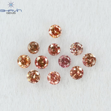 0.22 CT/11 Pcs Natural Round Diamond Enhanced Pink Color Clarity SI (1.75 MM)