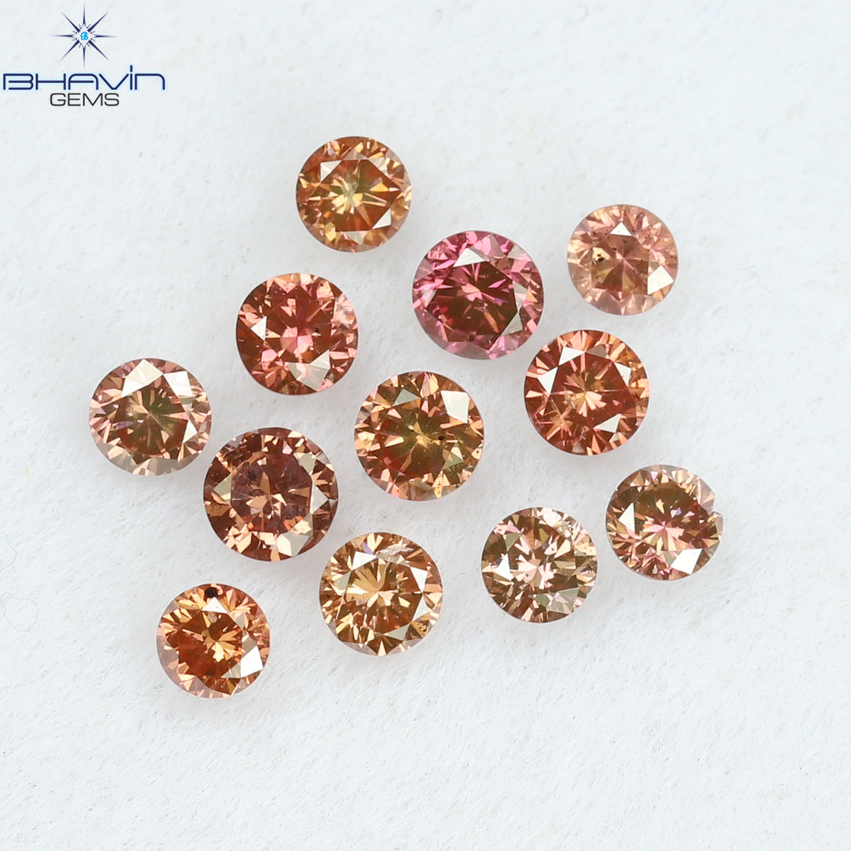 0.44 CT/12 Pcs Natural Round Diamond Enhanced Pink Color Clarity VS-SI (2.25 MM)