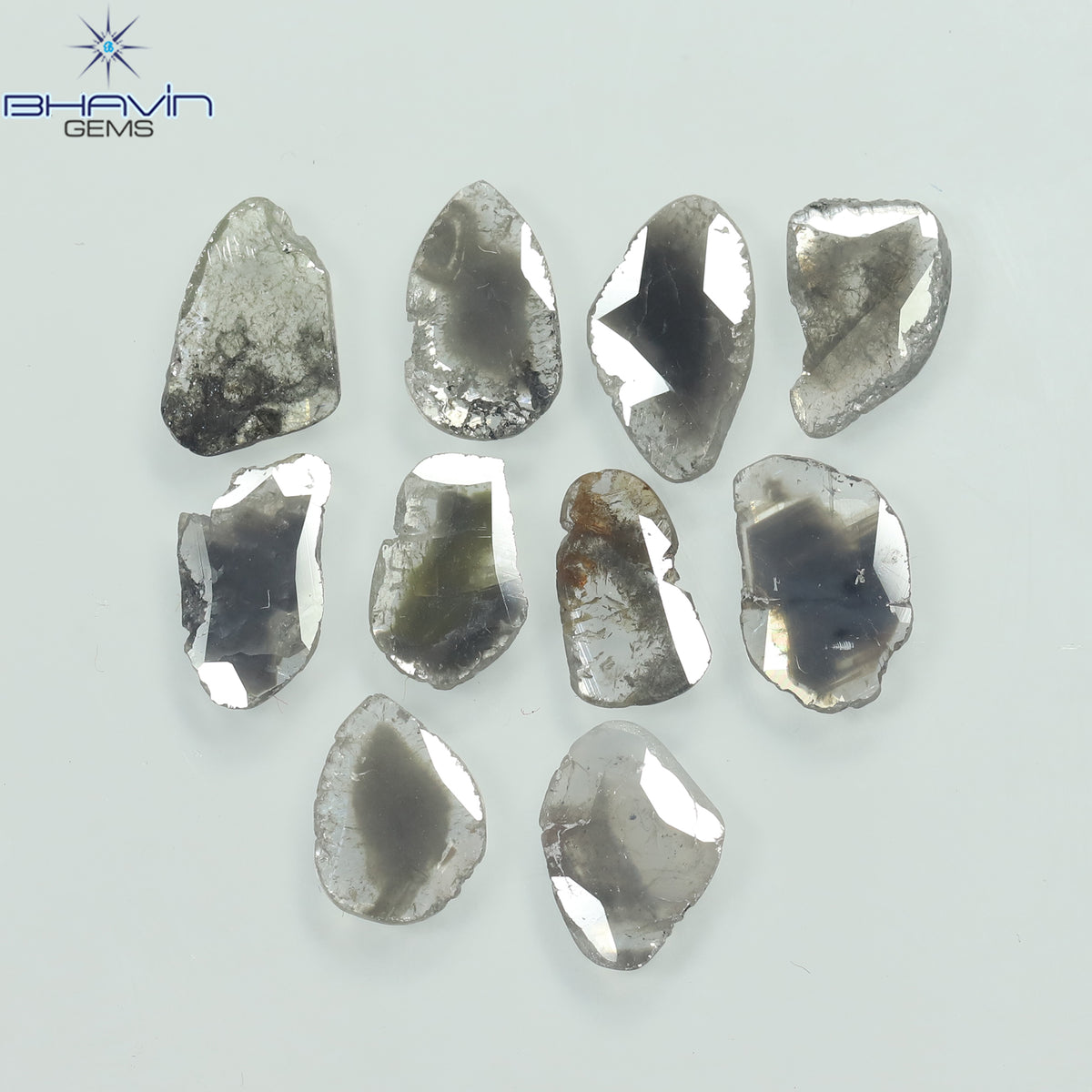 3.94 CT スライス ダイヤモンド ソルト アンド ペッパー カラー クラリティ I3 (9.64 MM)