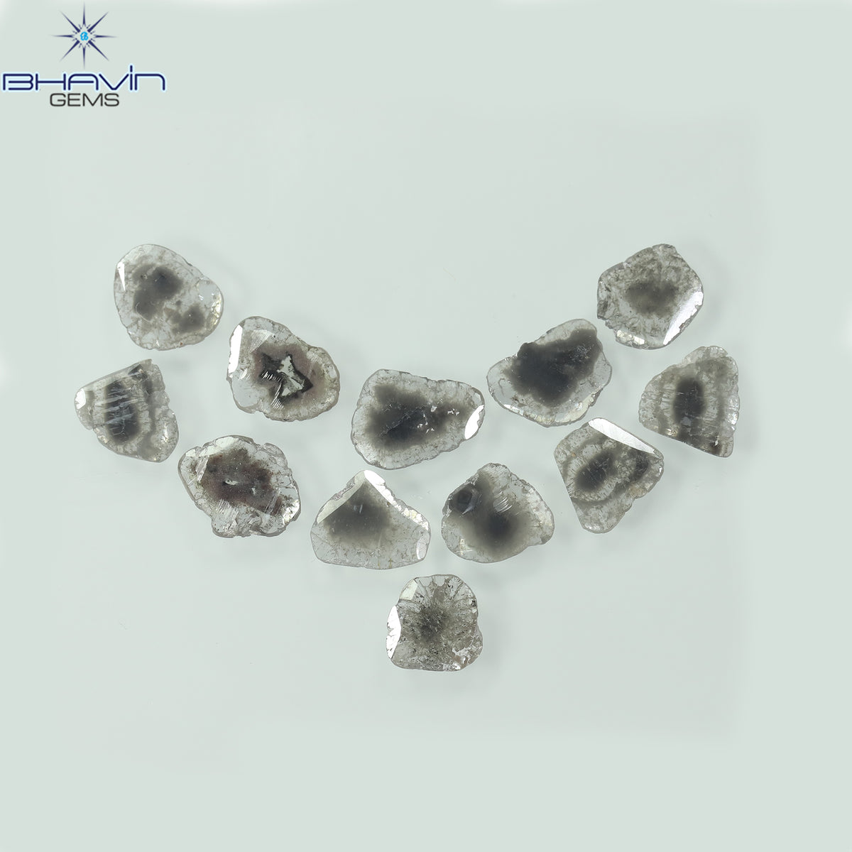 4.05 CT (12 Pcs) Slice Natural Diamond Salt And Pepper Color Clarity I3 (8.26 MM)