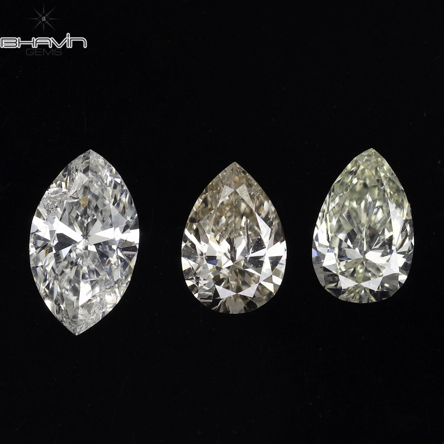 0.51 CT/3 Pcs CT Pear-Marquise Shape White Color SI Clarity (5.50 MM)