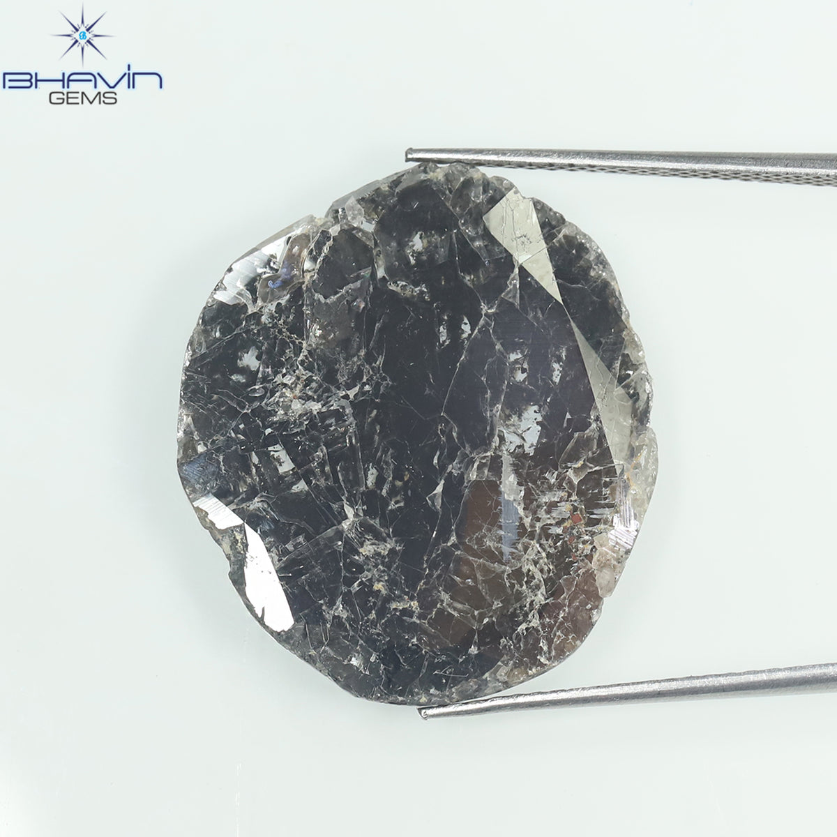 8.69 CT Slice Natural Diamond Salt And Pepper Color Clarity I3 (24.00 MM)