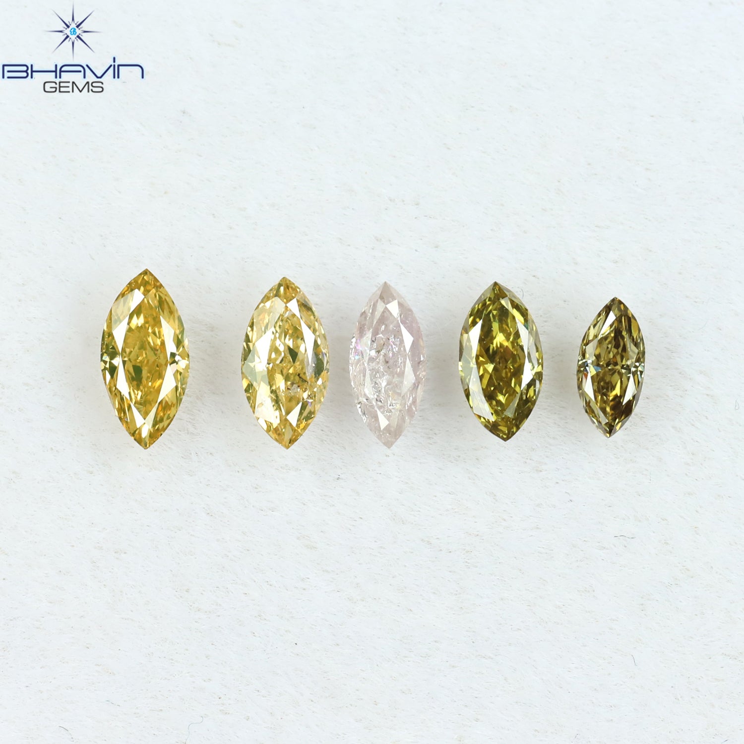 0.46 CT/5 Pcs Marquise Shape Natural Diamond Mix Color SI2 Clarity (4.75 MM)