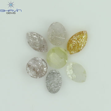 0.59 CT/7 Pcs Natural Uncut Diamond Mix Color Clarity I3 (4.25 MM)