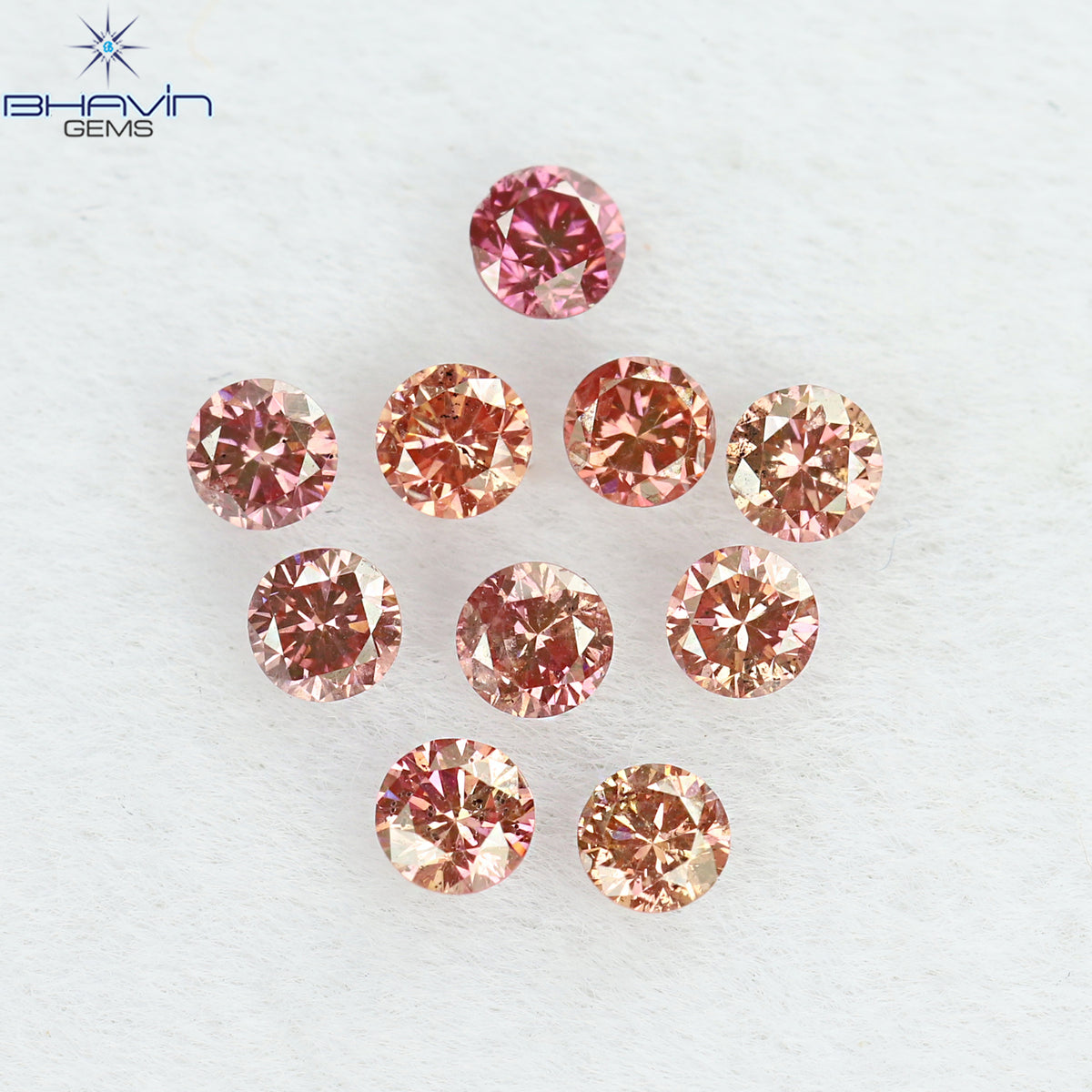 0.42 CT/10 個 ラウンド シェイプ ナチュラル ルース ダイヤモンド ピンク カラー SI クラリティ (2.25 MM)