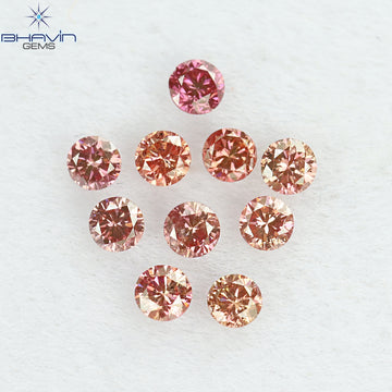 0.42 CT/10 個 ラウンド シェイプ ナチュラル ルース ダイヤモンド ピンク カラー SI クラリティ (2.25 MM)