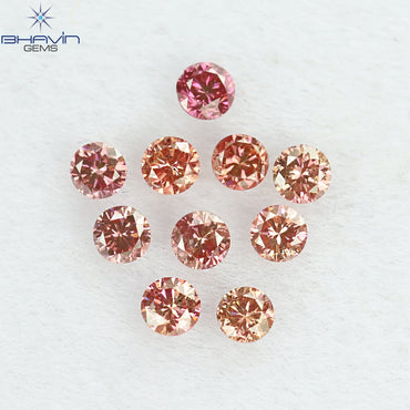 0.42 CT/10 Pcs Round Shape Natural Loose Diamond Pink Color SI Clarity (2.25 MM)