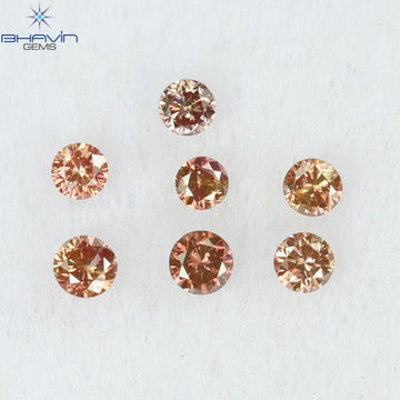 0.08 CT/7 Pcs Natural Round Diamond Enhanced Pink Color Clarity SI (1.50 MM)
