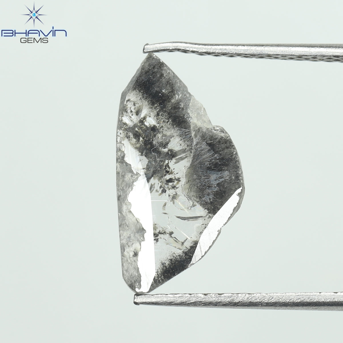 1.39 CT スライス形状 天然ダイヤモンド ソルト アンド ペッパー カラー I3 クラリティ (13.50 MM)