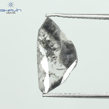 1.39 CT スライス形状 天然ダイヤモンド ソルト アンド ペッパー カラー I3 クラリティ (13.50 MM)