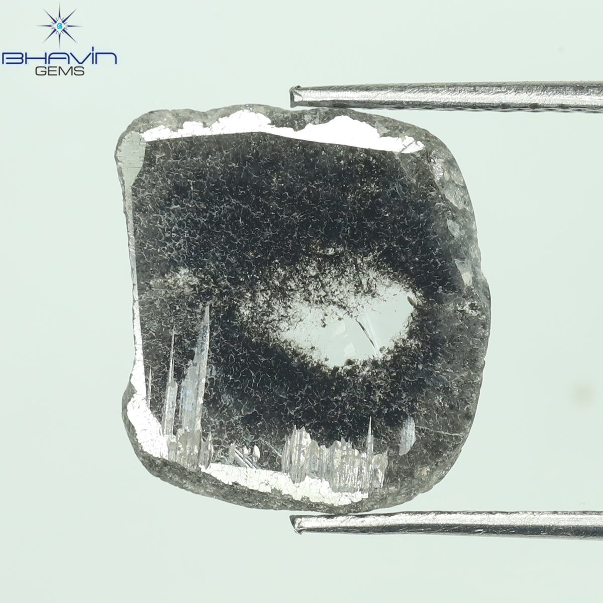 2.24 CT Slice Natural Diamond Salt And Pepper Color Clarity I3 (12.15 MM)