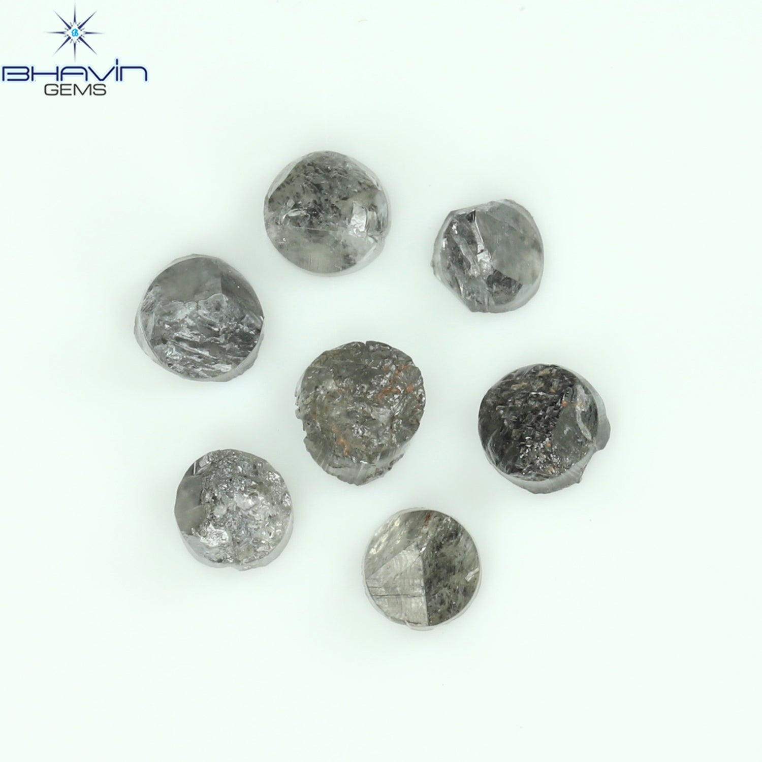 1.17 CT/7 Pcs Uncut Shape Salt And Pepper Natural Loose Diamond I3 Clarity (3.10 MM)