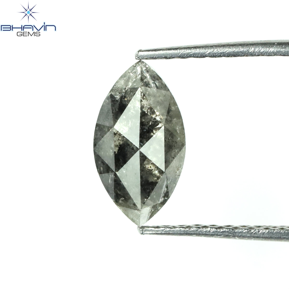 0.91 CT マーキス シェイプ ナチュラル ルース ダイヤモンド ソルト アンド ペッパー カラー I3 クラリティ (7.00 MM)