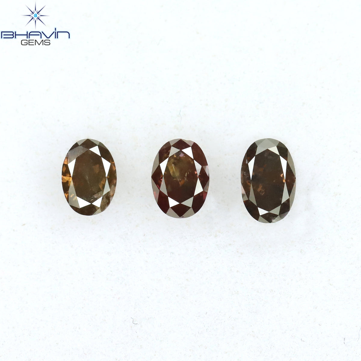 0.76 CT/3 Pcs Natural Oval Diamond Enhanced Pink Color Clarity I3 (4.80 MM)