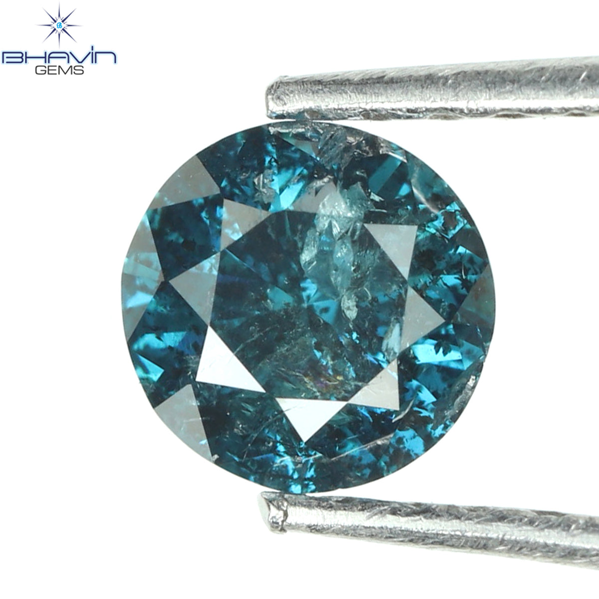 0.45 CT Natural Round Diamond Enhanced Blue Color Clarity I3 (4.86 MM)
