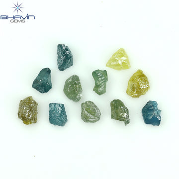 1.38 CT/11 Pcs Natural Rough Diamond Enhanced Mix Fancy Color Clarity I3 (4.05 MM)