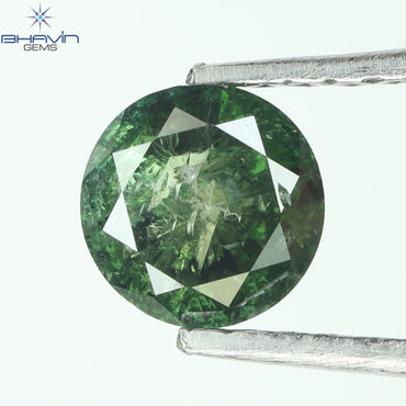 0.57 CT Round Diamond Natural Diamond Green Color I3 Clarity (5.20 MM)