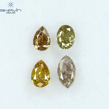 0.93 CT/4 Pcs Heart Shape Natural Diamond Mix Color SI2 Clarity (5.75 MM)