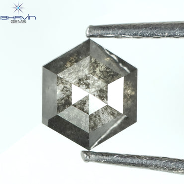 0.48 CT 六角形 天然ルース ダイヤモンド ソルト アンド ペッパー カラー I3 クラリティ (5.06 MM)