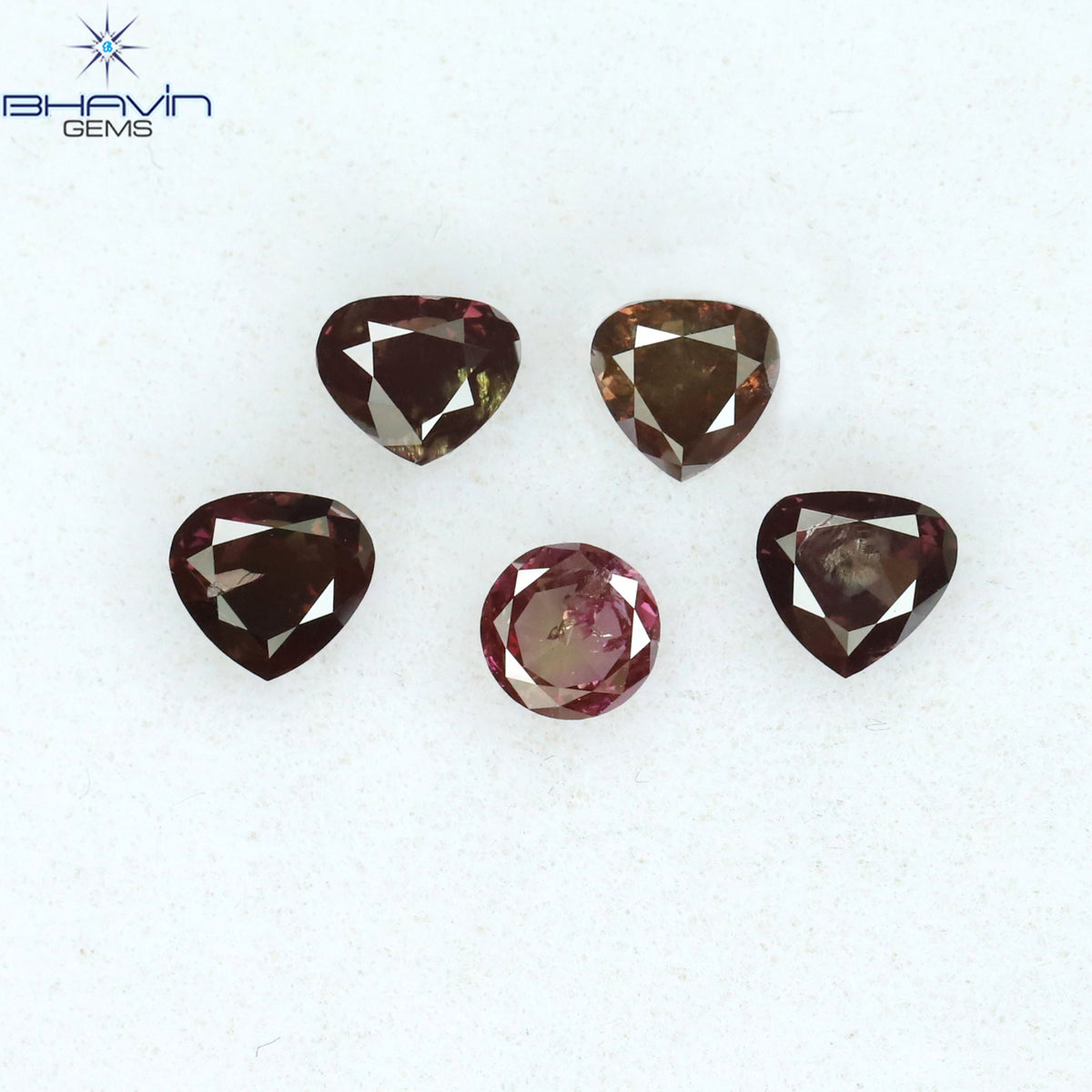 0.42 CT/4 ピース ミックス シェイプ ナチュラル ダイヤモンド ピンク カラー SI クラリティ (3.83 MM)