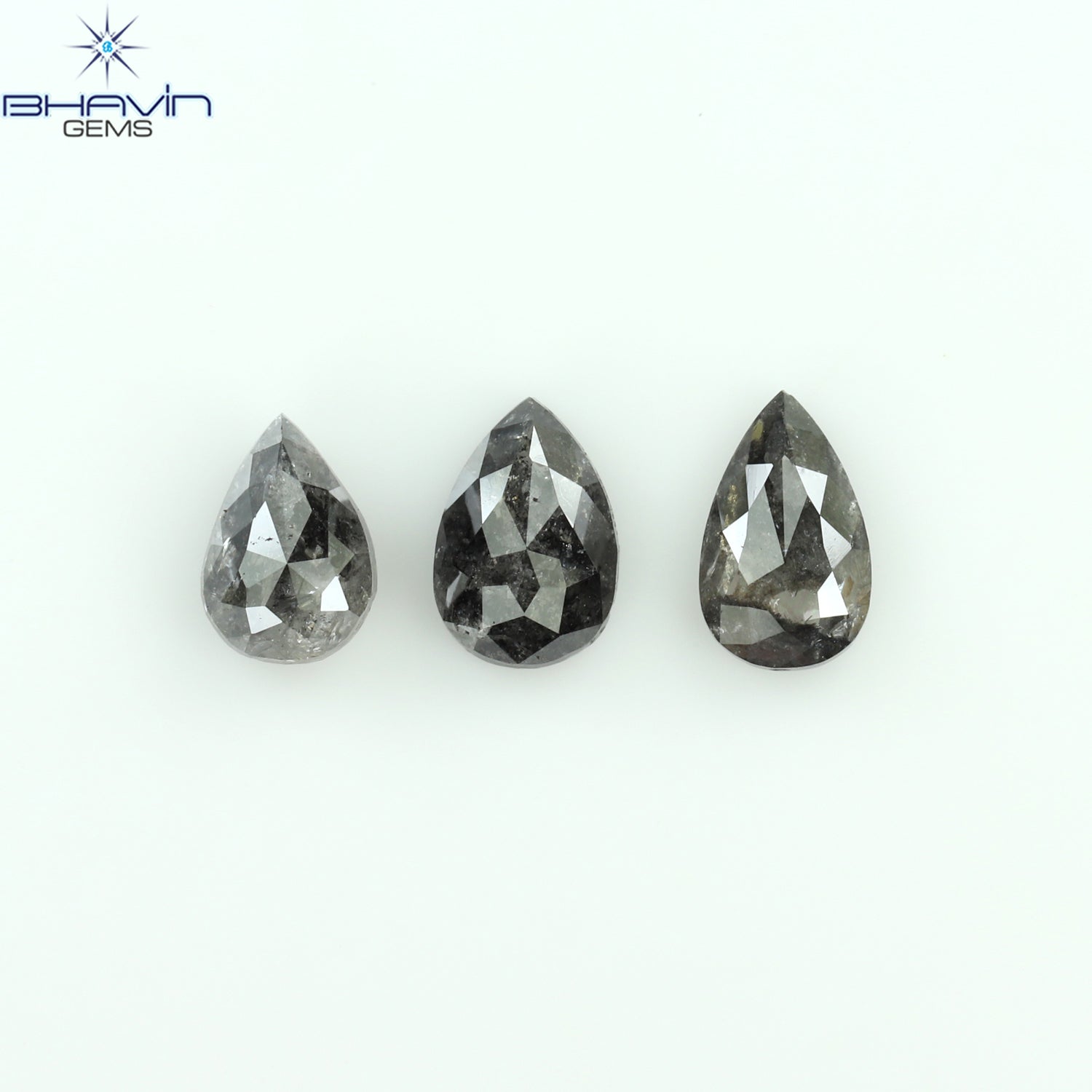 1.25 CT/3 Pcs Pear Shape Natural Loose Diamond Salt And Pepper Color I3 Clarity (6.20 MM)