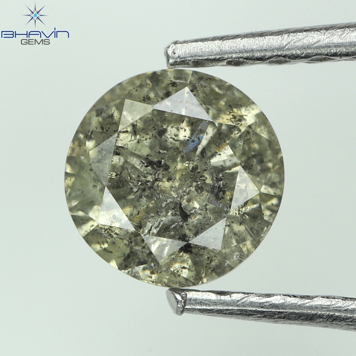0.44 CT ラウンド シェイプ ナチュラル ルース ダイヤモンド ソルト アンド ペッパー カラー I3 クラリティ (4.67 MM)