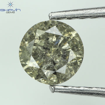 0.44 CT ラウンド シェイプ ナチュラル ルース ダイヤモンド ソルト アンド ペッパー カラー I3 クラリティ (4.67 MM)