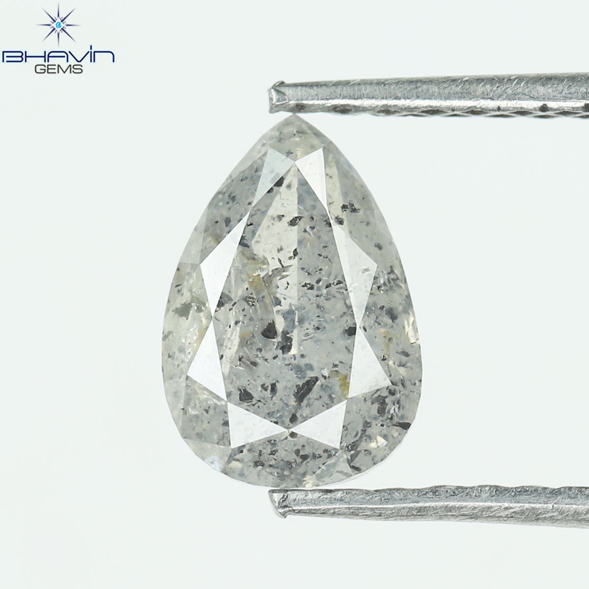 1.03 CT Natural Pear Diamond Salt And Pepper Color Clarity I3 (7.61 MM)