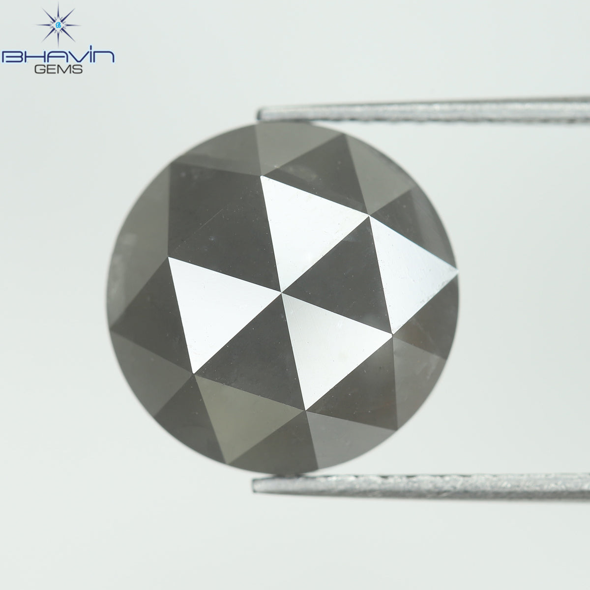 5.54 CT、ラウンド ローズ カット ダイヤモンド、グレー、クラリティ I3 (11.63 MM)